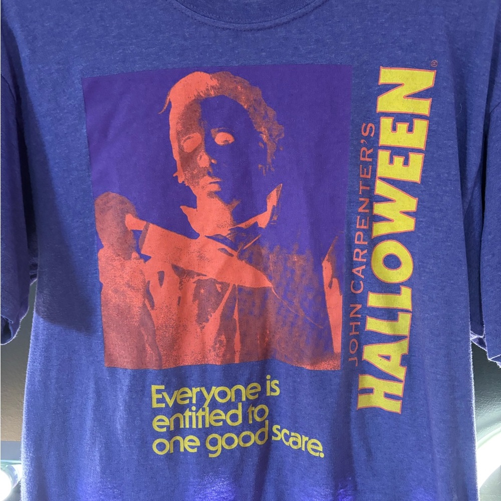 Halloween Graphic Tee in Blue and Purple Michael myers